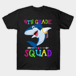 Shark Team 4th Grade Squad Teacher Back To School T-Shirt